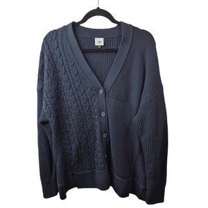 Cabi Sweater Womens L Blue Cotton Blend Textbook Cardigan V Neck Preppy  Approxi